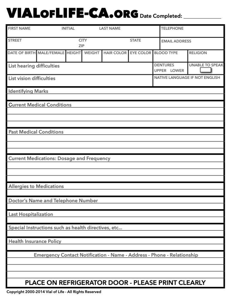 Vial of Life Community Living Campaign