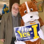 Tony Fazio with Dignity Dog at the Yes on I rally